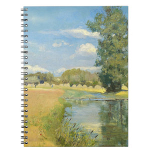 Carnet Rivière à travers un paysage de récolte, été