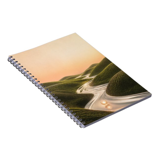 Carnet Rivière argentée rêveuse Collines vertes Minimal N (Côté Droit)
