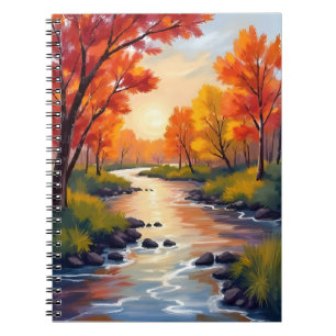 Carnet Rivière d'automne Aquarelle de la nature du feui