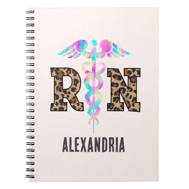 Carnet "RN" en Empreinte de léopard - Logo Médicale color (Devant)
