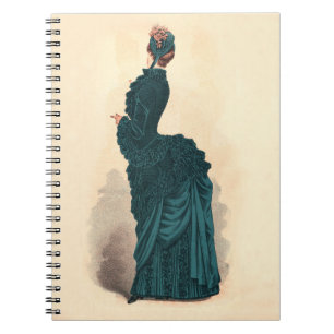 Carnet Robe Bleue Victorienne élégante Mode Femme Art