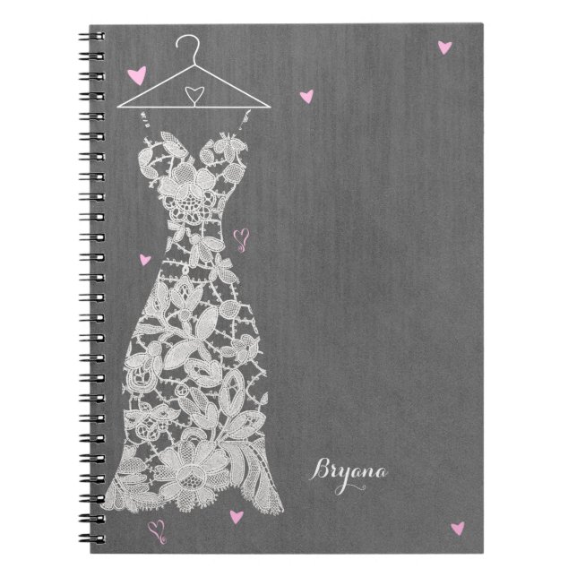 Carnet Robe de mariée grise chic en dentelle moderne douc (Devant)