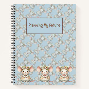 Carnet Robe de souris florale mignonne Couronne de fleurs