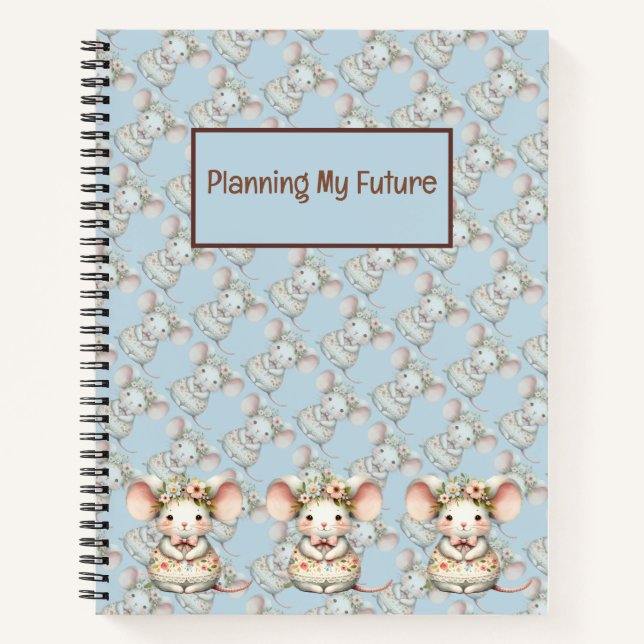 Carnet Robe de souris florale mignonne Couronne de fleurs (Devant)