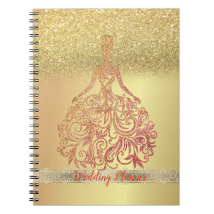 Carnet Robe élégante et tendance en or avec Bokeh paillet