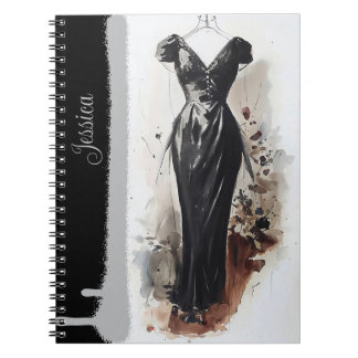 Carnet Robe élégante victorienne noire et blanche vintage