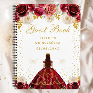 Carnet Robe Florale Rouge Princesse Quinceañera