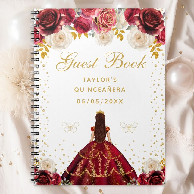 Carnet Robe Florale Rouge Princesse Quinceañera (Créateur téléchargé)