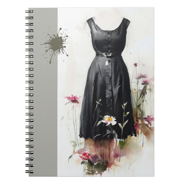 Carnet Robe noire et blanche emblématique victorienne vin (Devant)