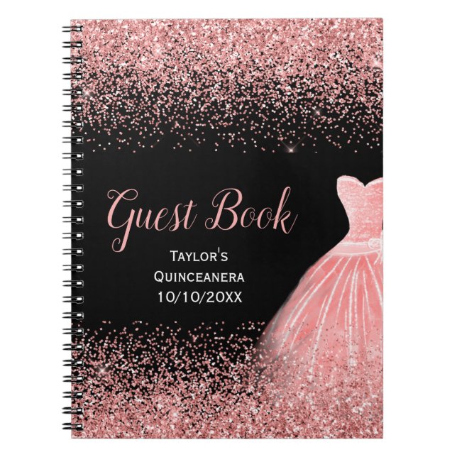 Carnet Robe rose fuchsia Fausse brillance Invité de Quinc (Devant)
