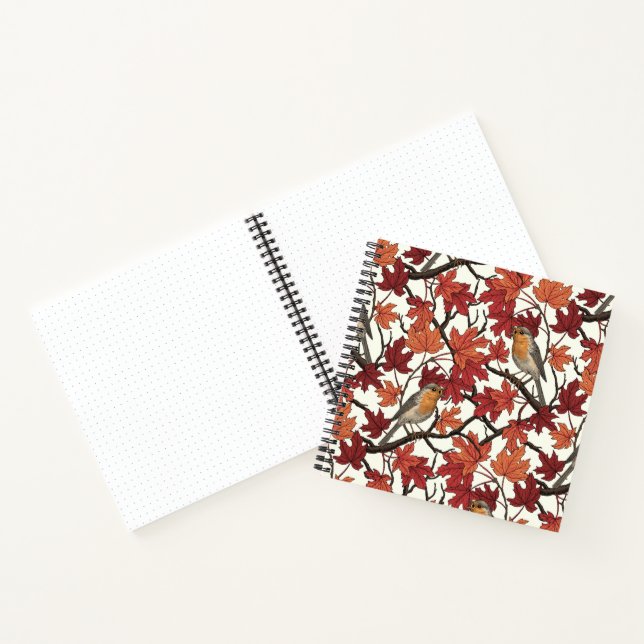 Carnet Robins in maple tree on off white (Intérieur)
