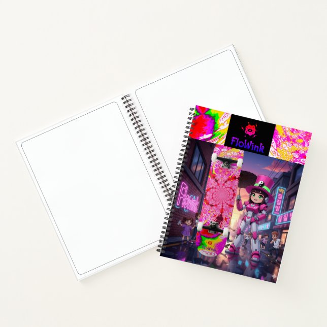 Carnet Robot Cyber Pink & Skateboard (Intérieur)