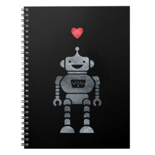 Carnet Robot joli et petit coeur rouge