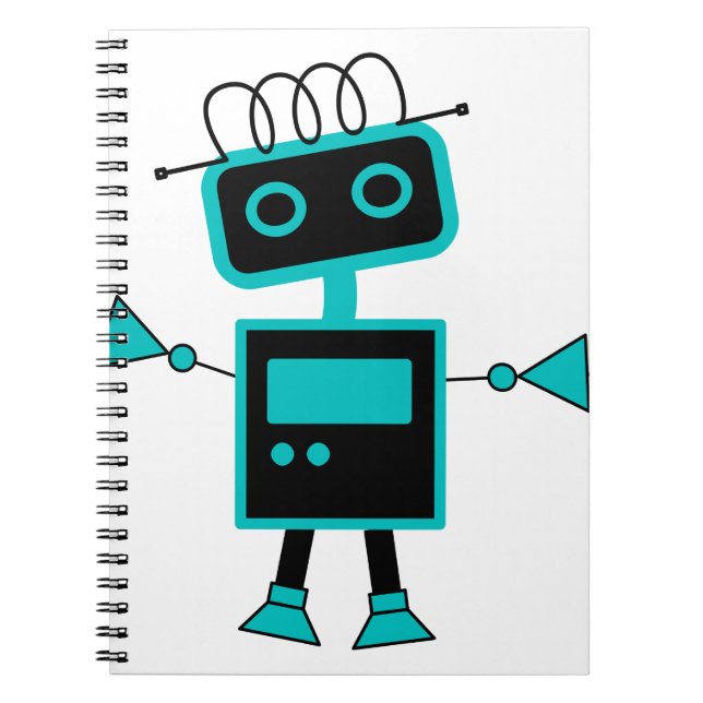 Carnet Robot mignon de bande dessinée fait de symboles (Devant)