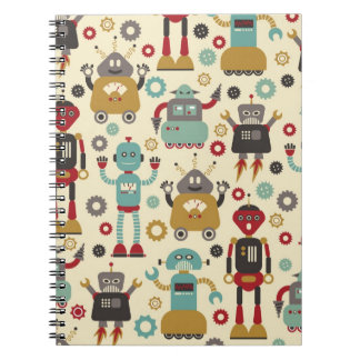 Carnet Robots rétro amusants Motif illustré (Cream)