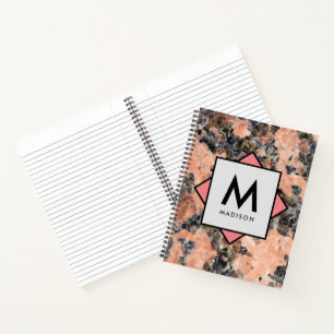 Carnet Rocher de granit rose avec votre nom et Monogramme