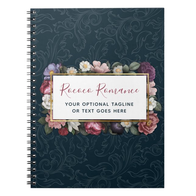 Carnet Rococo Damask & Elegant Floral Vintage Feminine (Devant)