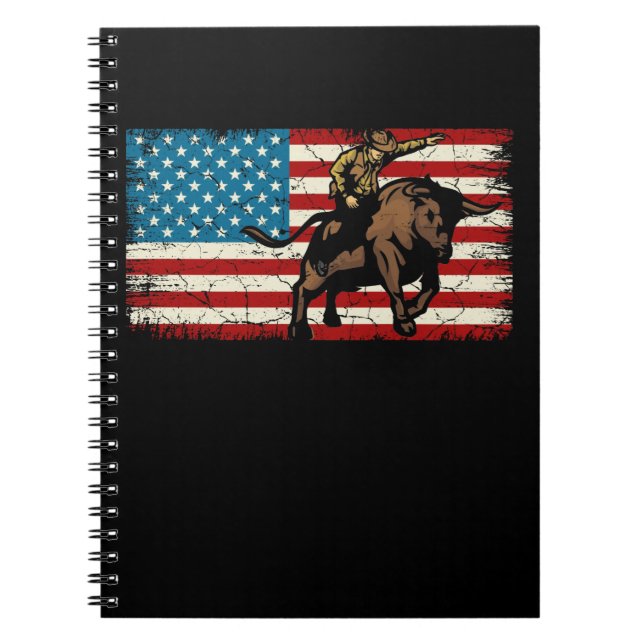 Carnet Rodeo Bull Rider Drapeau américain patriotique (Devant)