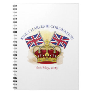 Carnet Roi Charles III Couronne de couronnement et drapea
