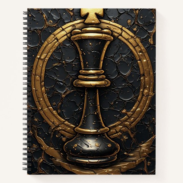Carnet Roi d'échecs en or noir Design ♜ (Devant)
