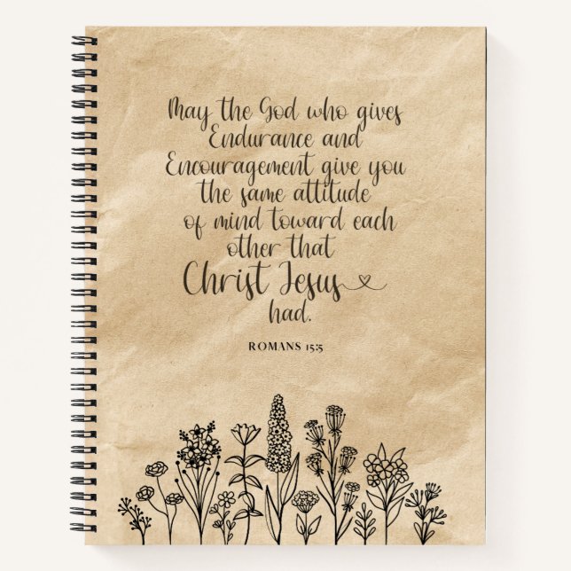 Carnet Romains 15:5 Image de verset biblique chrétien (Devant)