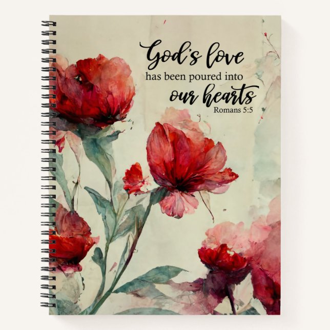 Carnet Romains 5:5 La Bible Amoureuse de Dieu Verse Fleur (Devant)