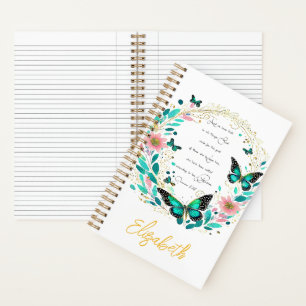 Carnet Romains 8:28 Fleurs et papillons