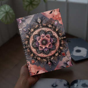 Carnet Romance Sombre Bourgogne Art Déco Floral Été