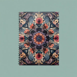 Carnet Romance Sombre Bourgogne Art Déco Floral Été