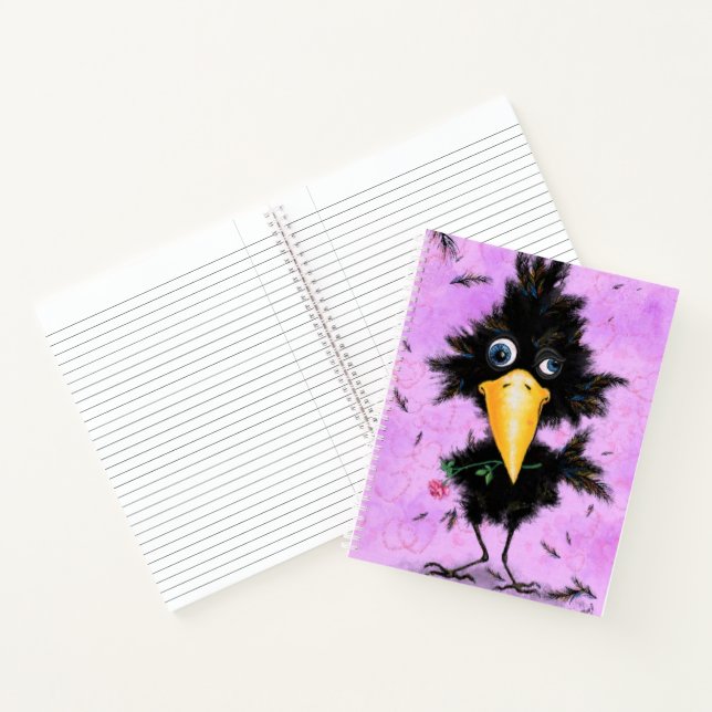 Carnet Romantic Crow with Rose Notebook Cartoon (Intérieur)