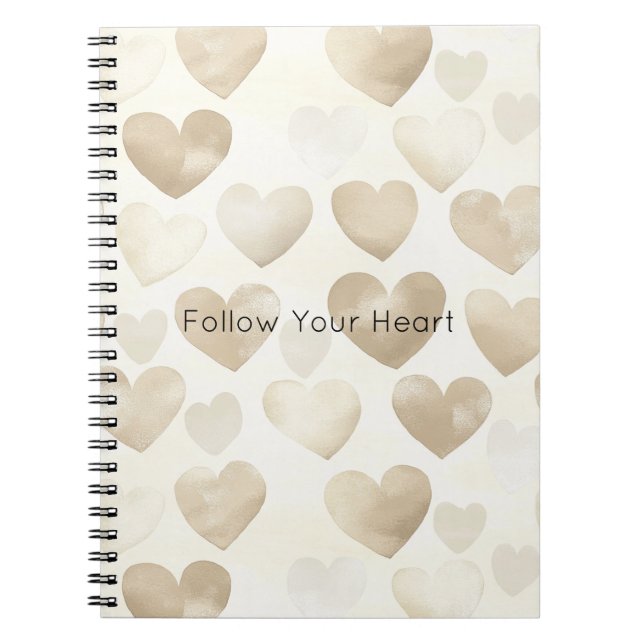 Carnet Romantic Gold Cream Hearts   (Devant)