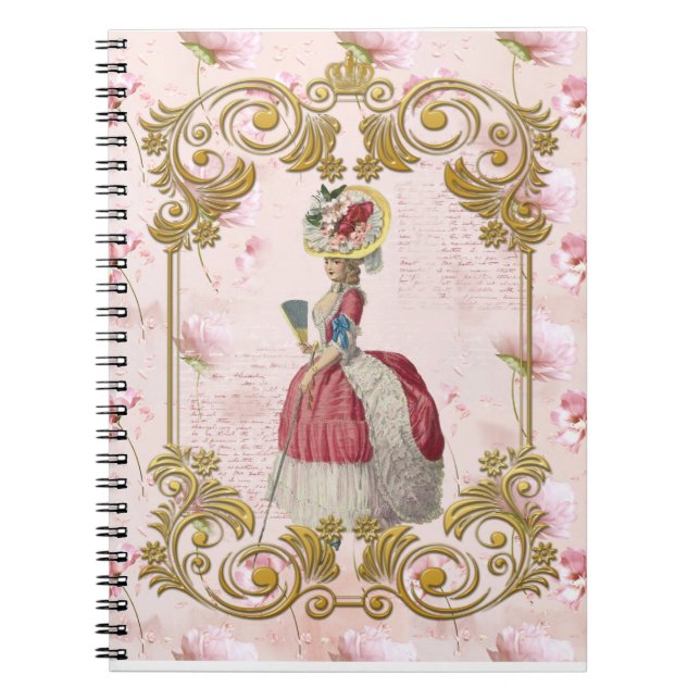 Carnet Romantic Marie Antoinette floral pink ノートブック (Devant)