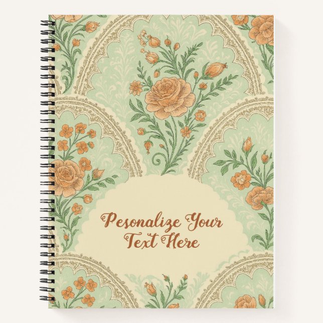Carnet Romantic Mint Rose Vintage Victorian Personalized (Devant)