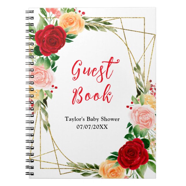 Carnet Romantic Roses Floral Baby Shower Guest Book (Devant)