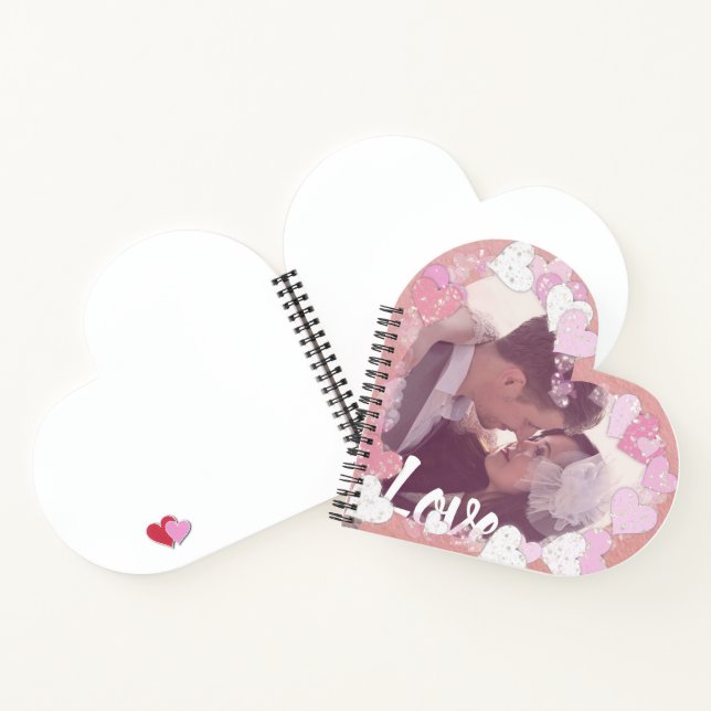 Carnet Romantique Coeurs roses Aimer Photo personnalisée (Intérieur)