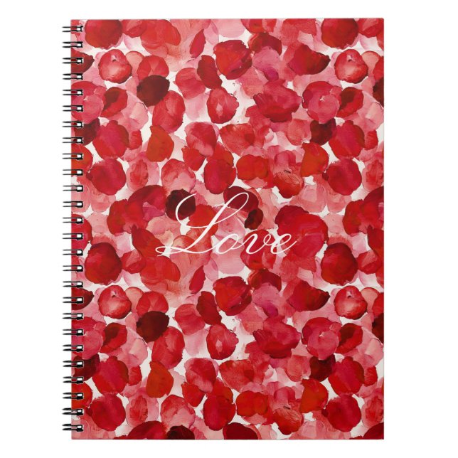 Carnet Romantique Rose Rouge Petals Floral (Devant)