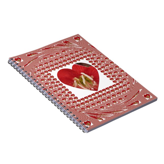 Carnet Romantique Rouge Fleur Coeur Design 4 Moments spéc (Côté Droit)