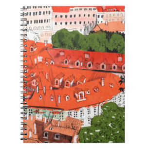 Carnet Roofs Rouges Prague Tchèque Visage collage croquis