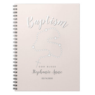 Carnet Rosaire du baptême sur rose