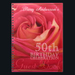 Carnet Rose 50th Birthday Celebration Custom Guest Book<br><div class="desc">Floral Photography with a slight blur for adding softness to the picture. Customizable Birthday Celebration Guest Book. You can easily change text color,  font,  size and position by clicking the customize button.</div>