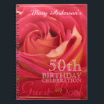 Carnet Rose 50th Birthday Celebration Custom Guest Book<br><div class="desc">Floral Photography with a slight blur for adding softness to the picture. Customizable Birthday Celebration Guest Book. You can easily change text color,  font,  size and position by clicking the customize button.</div>