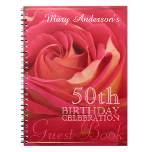 Carnet Rose 50th Birthday Celebration Custom Guest Book