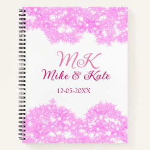 Carnet rose ajouter nom de couple date monogramme parties