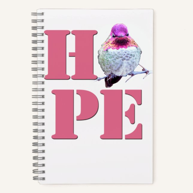 Carnet rose Anna's Hummingbird Photo HOPE 8x5 (Recto)