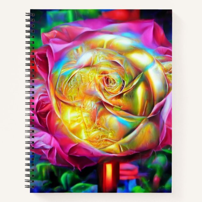 Carnet Rose arc-en-ciel psychédélique (Devant)
