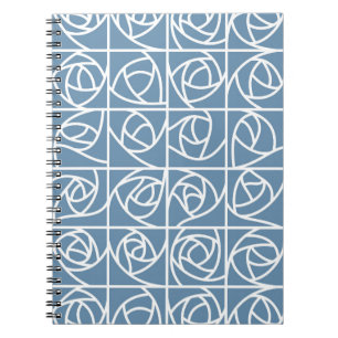 Carnet Rose Art déco Carrés Stylisé Floral bleu pâle
