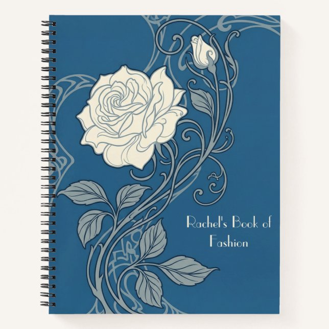 Carnet Rose Art nouveau bleu et blanc (Devant)