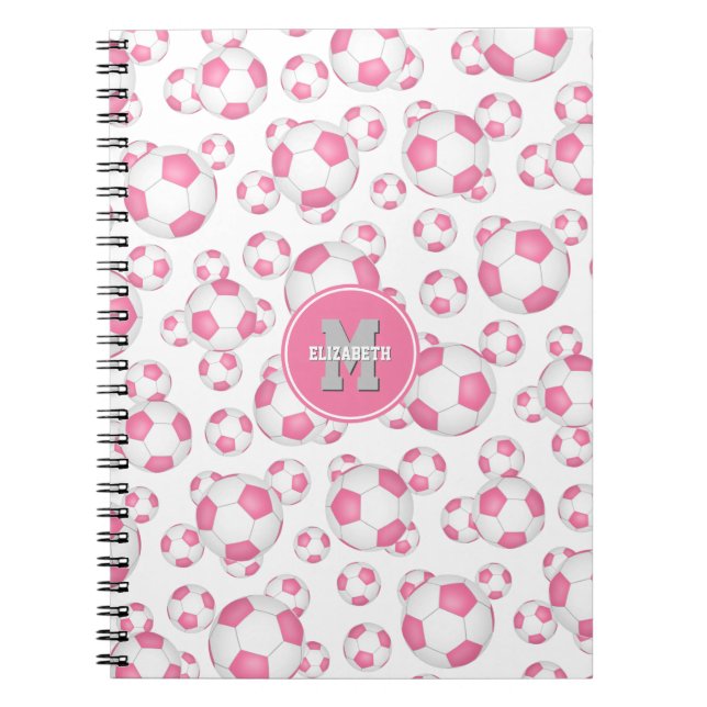 Carnet rose blanc ceinturon sport balls motif (Devant)