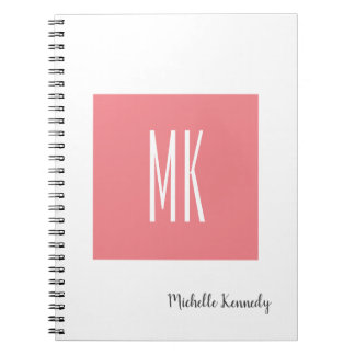 Carnet Rose Blanc Monogramme Professionnel Moderne