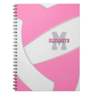 Carnet rose blanc personnalisé filles volley-ball